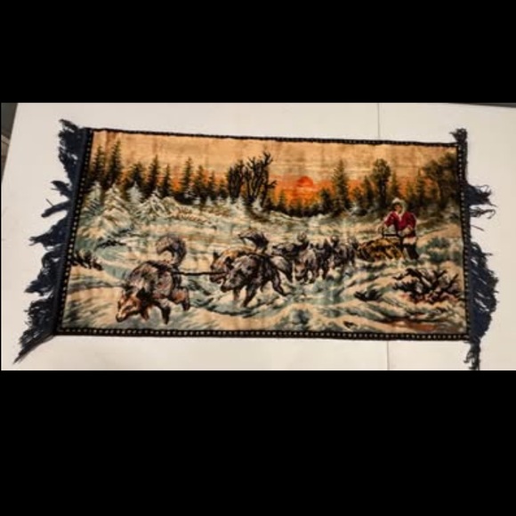 Other - Iditarod Dog Sled and Sunset Vintage Italian Made Tapestry